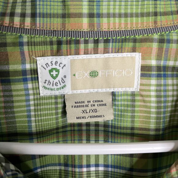 ExOfficio Men's Insect Shield Shirt XL Green Plaid Button Front Bugs Away - Picture 4 of 8